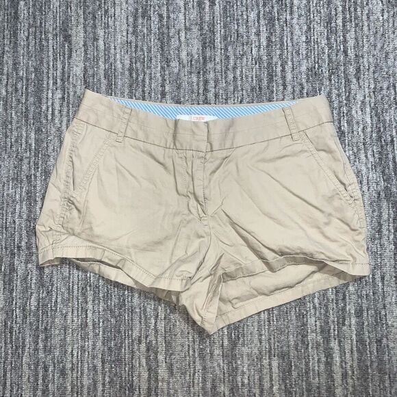 J. Crew Womens‎ Size 4 Chino 2" Short Shorts Tan Beige Flat Front - Picture 1 of 7